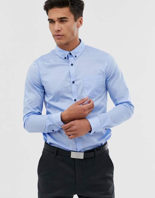 Camisa de botones en azul claro de Pier One