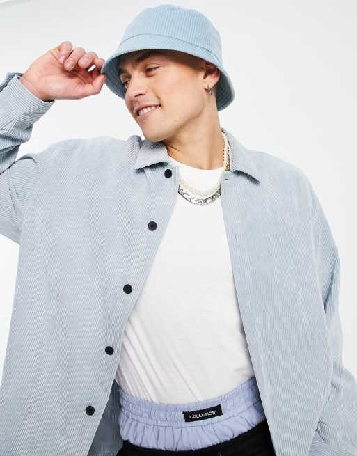 Camisa de cordón oversize de poliéster COLLUSION en azul claro - LBLUE