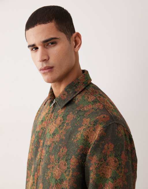 Camisa de corte cuadrado extragrande con cremallera y estampado floral de tapiz de ASOS DESIGN, 4 de 5