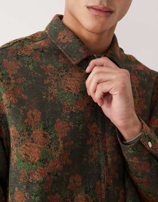 Camisa de corte cuadrado extragrande con cremallera y estampado floral de tapiz de ASOS DESIGN, 5 de 5