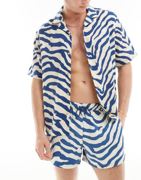 Camisa de corte cuadrado holgado con cuello de solapas y estampado de cebra de ASOS DESIGN (parte de un conjunto) - view 1