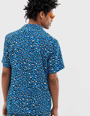 Camisa leopardo azul clearance