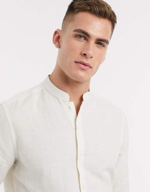 Mostrarte sacerdote envío Camisa de corte estándar con cuello mao en lino crudo de ASOS DESIGN | ASOS