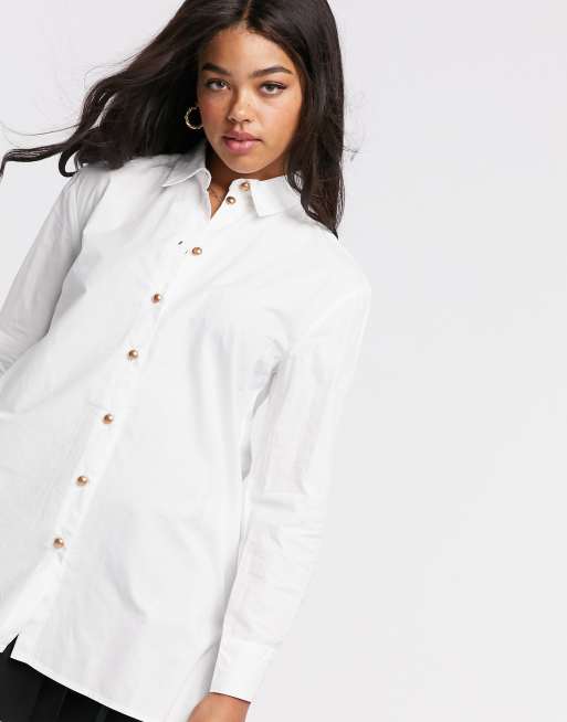 Camisa de corte largo en blanco de Pieces