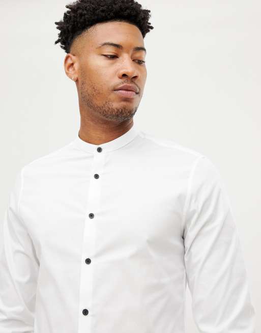 Camisa de corte slim con cuello henley y botones en contraste de ASOS DESIGN Tall, 3 de 4