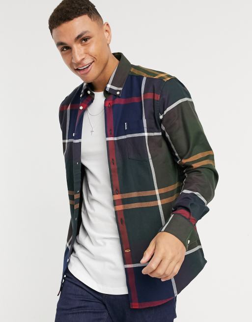 Camisa de cuadros tostados tartán grandes con cuello abotonado Dunoon de Barbour