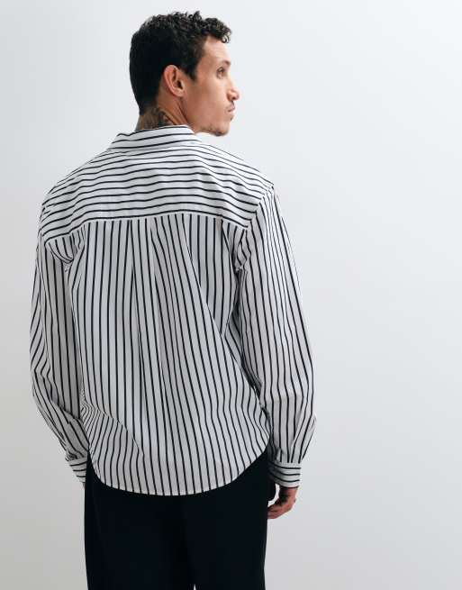 Camisa de manga larga a rayas blancas y negras, 4 de 5