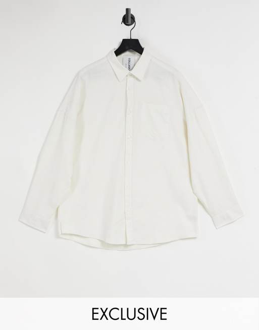 Camisa de manga larga en color crudo de franela de COLLUSION