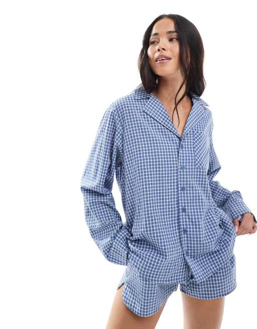 Camisa de pijama azul a cuadros de Daisy Street 
