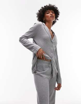 Camisa de pijama gris de algodón cepillado suave de Mango (parte de un conjunto) - view 1