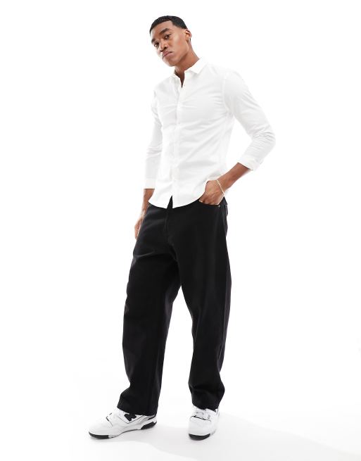 Camisa de popelina ajustada de manga larga en blanco de New Look, 2 de 4