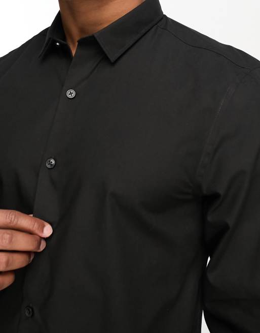 Camisa de popelina de manga larga en negro de New Look, 3 de 4