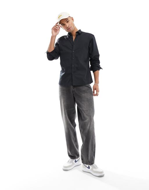 Camisa de popelina de manga larga en negro de New Look, 3 de 4