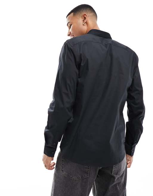 Camisa de popelina de manga larga en negro de New Look, 4 de 4
