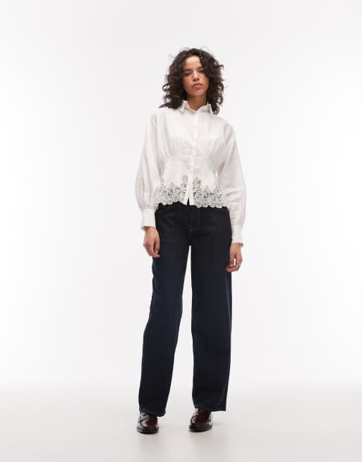 Camisa de sastre blanca con botones y ribete de encaje Carol de AllSaints, 4 de 4