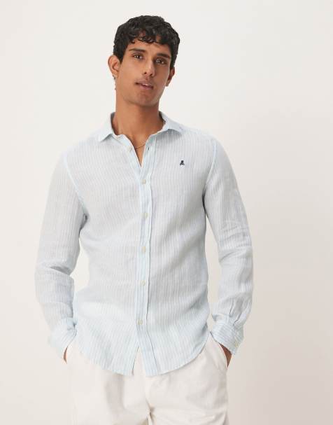 Camisa de vestir a rayas azul cielo de lino de Scalpers - view 1