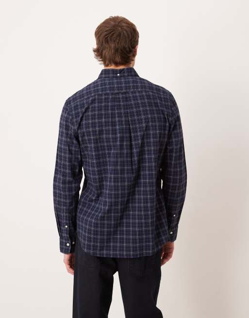 Camisa de vestir azul a cuadros de corte estándar clásico de popelina de GANT, 3 de 5
