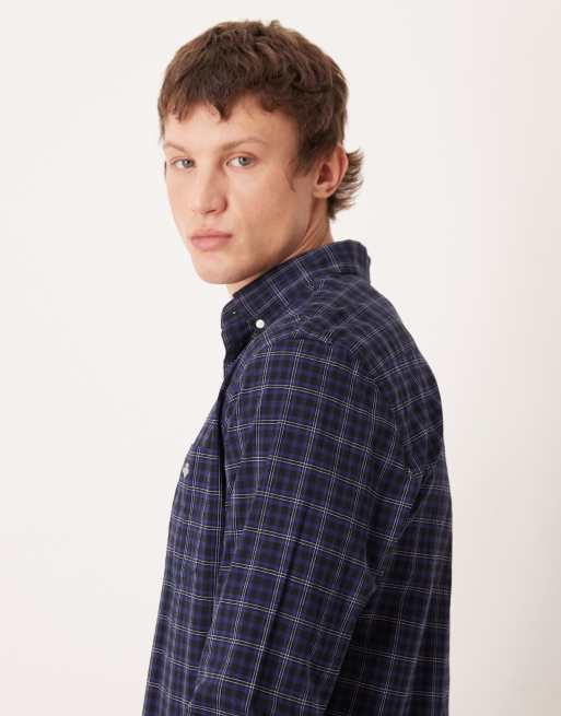 Camisa de vestir azul a cuadros de corte estándar clásico de popelina de GANT, 4 de 5