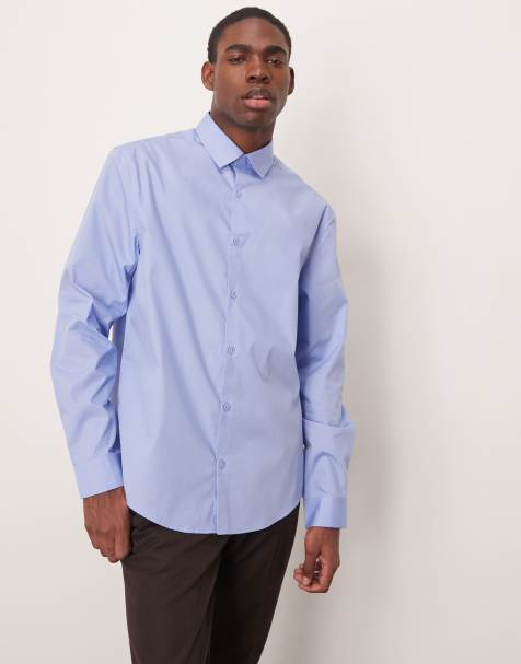 Camisa de vestir azul de corte estándar de tejido fácil de planchar de ASOS DESIGN - view 1