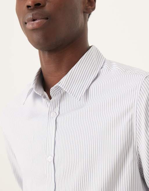 Camisa de vestir azul de corte slim con raya diplomática de ASOS DESIGN, 5 de 5