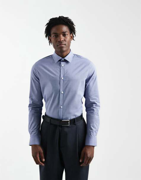 Camisa de vestir azul de corte slim de tejido fácil de planchar de ASOS DESIGN - view 1