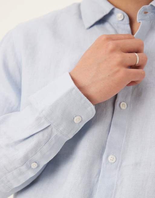 Camisa de vestir azul de lino de Abercrombie & Fitch, 2 de 4