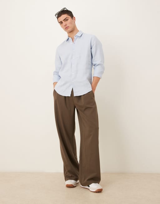 Camisa de vestir azul de lino de Abercrombie & Fitch, 3 de 4