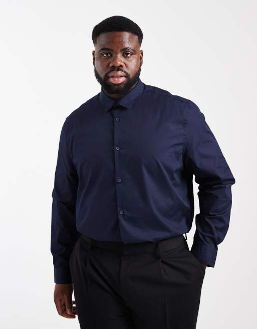 Camisa de vestir azul marino de corte estándar de popelina fácil de planchar de ASOS DESIGN, 2 de 5