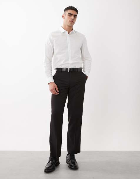 Camisa de vestir blanca de corte estándar de mezcla de lino de ASOS DESIGN - view 1