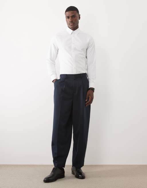 Camisa de vestir blanca de corte slim con patrón de espiga de ASOS DESIGN, 2 de 5