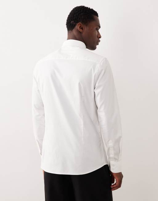 Camisa de vestir blanca de corte slim de sarga fácil de planchar de ASOS DESIGN, 3 de 5