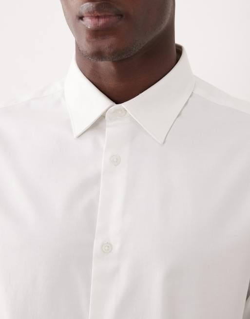 Camisa de vestir blanca de corte slim de sarga fácil de planchar de ASOS DESIGN, 5 de 5