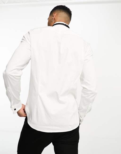 Camisa de vestir blanca de corte slim de satén de ASOS DESIGN, 2 de 4