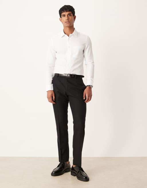 Camisa de vestir blanca de corte slim de tejido texturizado fácil de planchar de ASOS DESIGN, 2 de 5