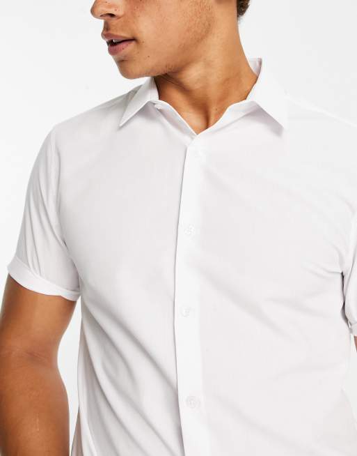 Camisa de vestir blanca de corte slim y manga corta de Topman , 3 de 4