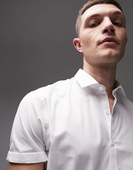 Camisa de vestir blanca de corte slim y manga corta de Topman, 2 de 4