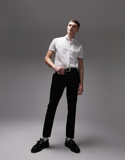 Camisa de vestir blanca de corte slim y manga corta de Topman, 4 de 4