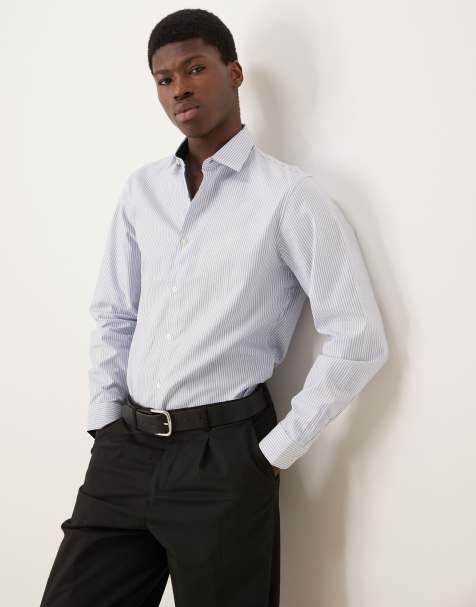 Camisa de vestir de corte slim fácil de planchar a rayas en azul claro de Selected Homme - view 1