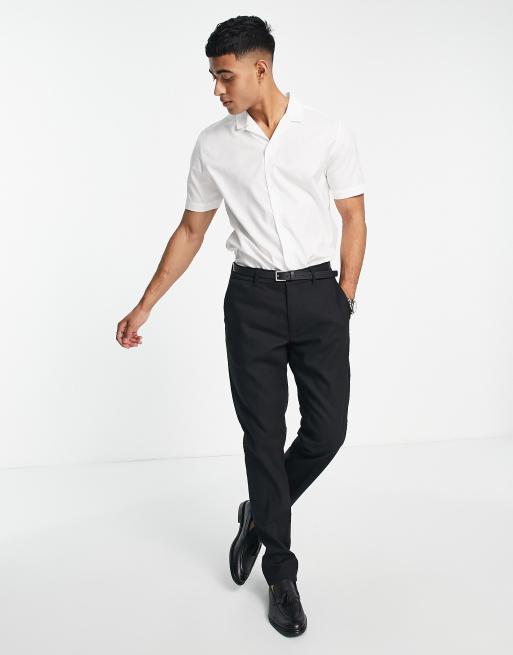 Pantalones de traje negros elásticos de corte slim de tejido texturizado de  Topman