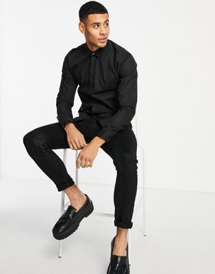 Camisa de vestir Etran de HUGO-Negro