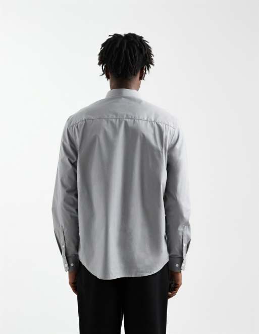 Camisa de vestir gris claro de corte estándar de popelina de ASOS DESIGN, 3 de 5