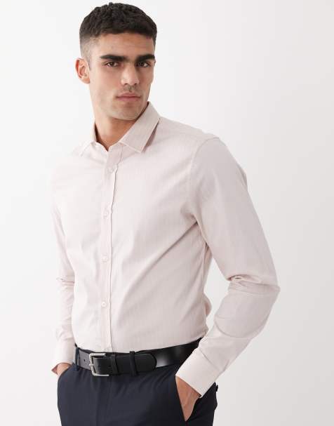 Camisa de vestir rosa de corte slim de tejido texturizado de ASOS DESIGN - view 1