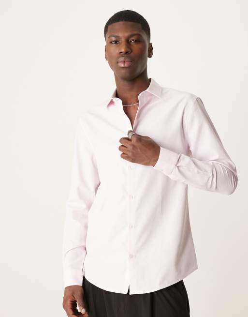 Camisa de vestir rosa suave de corte slim de ASOS DESIGN