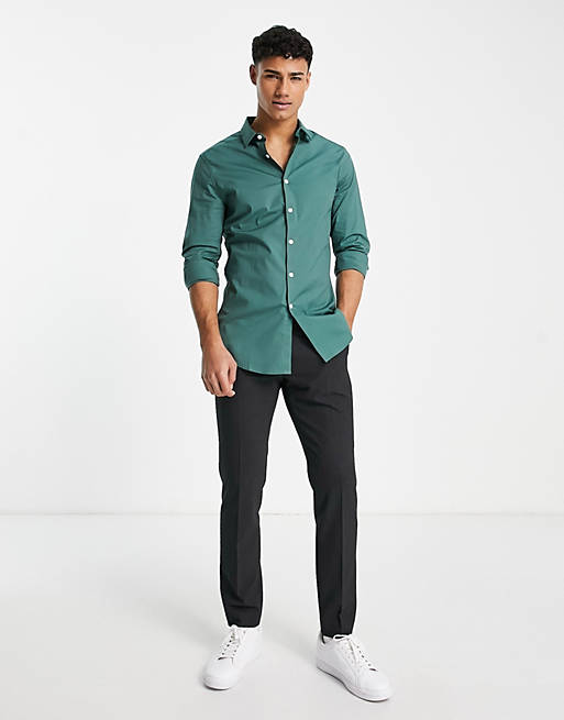 Hombre Other | Camisa de vestir verde pino entallada de ASOS DESIGN - AU85305