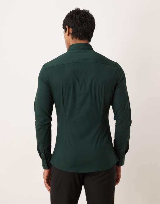 Camisa de vestir verde pino entallada de ASOS DESIGN, 3 de 5