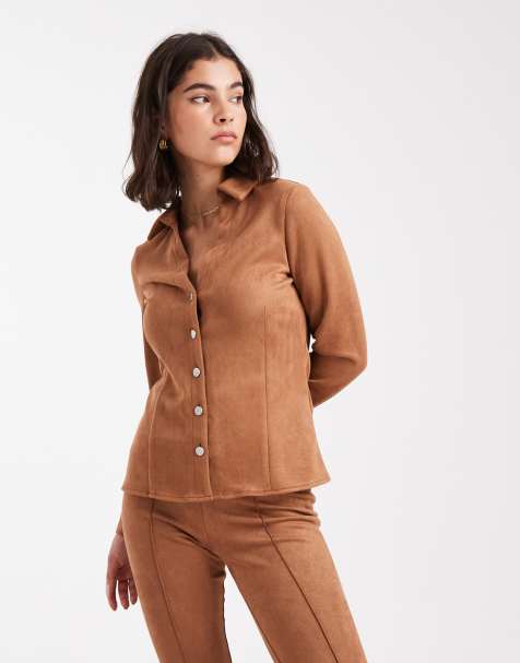 Camisa entallada de antelina de Miss Selfridge - view 1