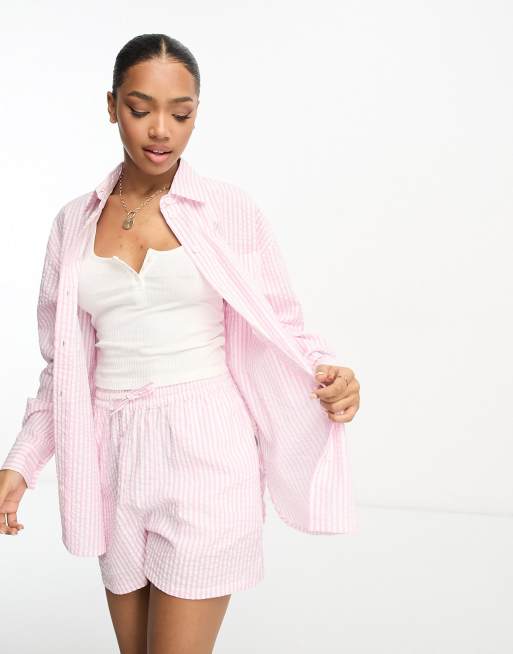 Camisa extragrande a rayas rosas de sirsaca de ASOS DESIGN (parte de un conjunto)