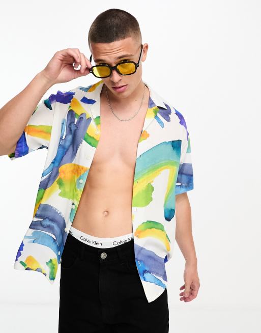 Camisa extragrande con cuello de solapas y estampado abstracto de Jack & Jones Originals 