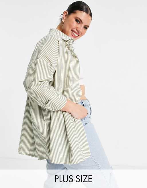 Camisa extragrande con estampado de rayas finas de Daisy Street Plus (parte de un conjunto)