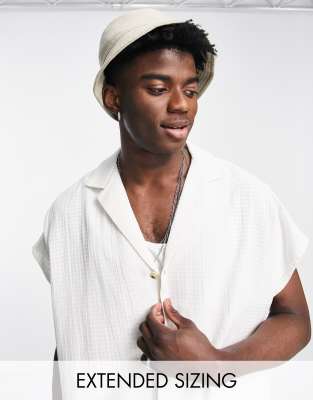 Camisa extragrande con mangas murciélago de algodón texturizado de ASOS DESIGN